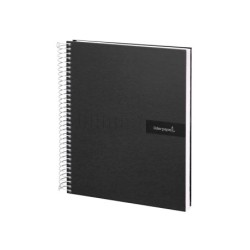 Cuaderno espiral liderpapel a4 crafty tapa forrada 80h 90 gr cuadro 4mm con margen color negro