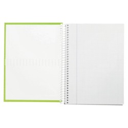 Cuaderno espiral liderpapel a4 crafty tapa forrada 80h 90 gr cuadro 4mm con margen color verde