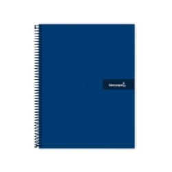 Cuaderno espiral liderpapel a4 crafty tapa forrada 80h 90 gr cuadro 4mm con margen color azul marino