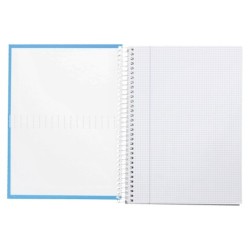 Cuaderno espiral liderpapel a4 crafty tapa forrada 80h 90 gr cuadro 4mm con margen color celeste