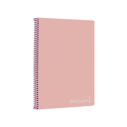 Cuaderno espiral liderpapel folio witty tapa dura 80h 75gr cuadro 4mm con margen color rosa