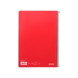 Cuaderno espiral liderpapel folio witty tapa dura 80h 75gr cuadro 4mm con margen color rojo