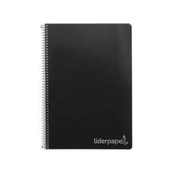Cuaderno espiral liderpapel folio witty tapa dura 80h 75gr cuadro 4mm con margen color negro