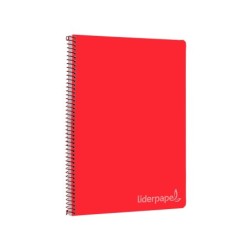 Cuaderno espiral liderpapel folio witty tapa dura 80h 75gr cuadro 4mm con margen color rojo