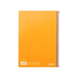 Cuaderno espiral liderpapel folio witty tapa dura 80h 75gr cuadro 4mm con margen color naranja