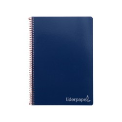 Cuaderno espiral liderpapel folio witty tapa dura 80h 75gr cuadro 4mm con margen color azul marino