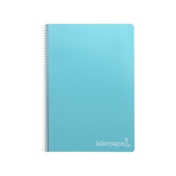 Cuaderno espiral liderpapel folio witty tapa dura 80h 75gr cuadro 4mm con margen color celeste