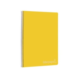 Cuaderno espiral liderpapel folio witty tapa dura 80h 75gr cuadro 4mm con margen color amarillo