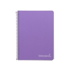 Cuaderno espiral liderpapel cuarto witty tapa dura 80h 75gr cuadro 4mm con margen color violeta