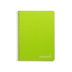 Cuaderno espiral liderpapel cuarto witty tapa dura 80h 75gr cuadro 4mm con margen color verde