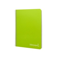 Cuaderno espiral liderpapel cuarto witty tapa dura 80h 75gr cuadro 4mm con margen color verde
