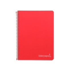 Cuaderno espiral liderpapel cuarto witty tapa dura 80h 75gr cuadro 4mm con margen color rojo