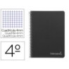 Cuaderno espiral liderpapel cuarto witty tapa dura 80h 75gr cuadro 4mm con margen color negro
