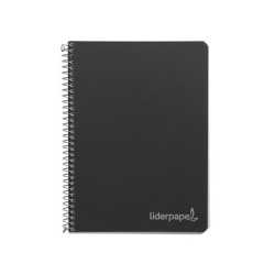 Cuaderno espiral liderpapel cuarto witty tapa dura 80h 75gr cuadro 4mm con margen color negro