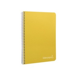 Cuaderno espiral liderpapel cuarto witty tapa dura 80h 75gr cuadro 4mm con margen color amarillo