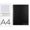Cuaderno espiral liderpapel a4 micro jolly tapa forrada 140h 75 gr cuadro 5mm 5 bandas 4 taladros color negro