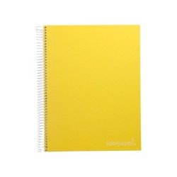 Cuaderno espiral liderpapel a4 micro jolly tapa forrada 140h 75 gr cuadro 5mm 5 bandas4 taladros color amarillo
