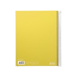 Cuaderno espiral liderpapel a4 micro jolly tapa forrada 140h 75 gr cuadro 5mm 5 bandas4 taladros color amarillo