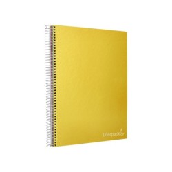 Cuaderno espiral liderpapel a4 micro jolly tapa forrada 140h 75 gr cuadro 5mm 5 bandas4 taladros color amarillo