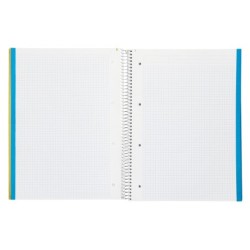 Cuaderno espiral liderpapel a4 micro jolly tapa forrada 140h 75 gr cuadro 5mm 5 bandas4 taladros color amarillo