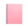Cuaderno espiral liderpapel a4 micro jolly tapa forrada 140h 75 gr cuadro 5mm 5 bandas 4 taladros color rosa