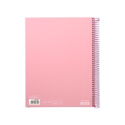Cuaderno espiral liderpapel a4 micro jolly tapa forrada 140h 75 gr cuadro 5mm 5 bandas 4 taladros color rosa
