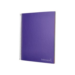 Cuaderno espiral liderpapel a4 micro jolly tapa forrada 140h 75 gr cuadro 5mm 5 bandas 4 taladros color lila