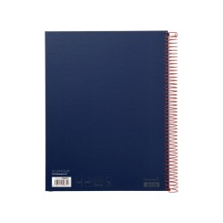 Cuaderno espiral liderpapel a4 micro jolly tapa forrada 140h 75 gr cuadro 5mm 5 bandas 4 taladros color azul