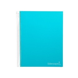 Cuaderno espiral liderpapel a4 micro jolly tapa forrada 140h 75 gr cuadro 5mm 5 bandas4 taladros color celeste