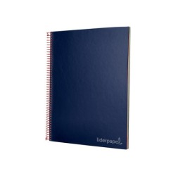 Cuaderno espiral liderpapel a4 micro jolly tapa forrada 140h 75 gr cuadro 5mm 5 bandas 4 taladros color azul