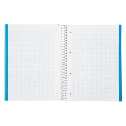 Cuaderno espiral liderpapel a4 micro jolly tapa forrada 140h 75 gr cuadro 5mm 5 bandas4 taladros color celeste