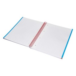 Cuaderno espiral liderpapel a4 micro jolly tapa forrada 140h 75 gr cuadro 5mm 5 bandas 4 taladros color azul
