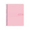 Cuaderno espiral liderpapel a5 micro crafty tapa forrada 120h 90 gr cuadro 5mm 5 bandas6 taladros color rosa