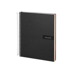 Cuaderno espiral liderpapel a5 micro crafty tapa forrada 120h 90 gr cuadro 5mm 5 bandas6 taladros color negro