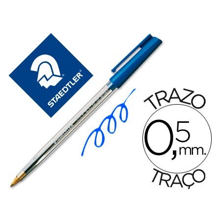Boligrafo staedtler stick azul con capuchon