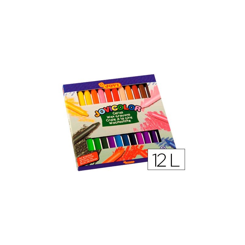 Lapices cera jovicolor caja de 12 unidades colores surtidos