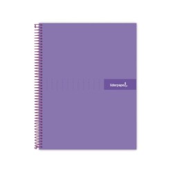 Cuaderno espiral liderpapel a5 micro crafty tapa forrada 120h 90 gr cuadro 5mm 5 bandas6 taladros color violeta