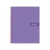 Cuaderno espiral liderpapel a5 micro crafty tapa forrada 120h 90 gr cuadro 5mm 5 bandas6 taladros color violeta
