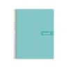 Cuaderno espiral liderpapel a5 micro crafty tapa forrada 120h 90 gr cuadro 5mm 5 bandas6 taladros color turquesa