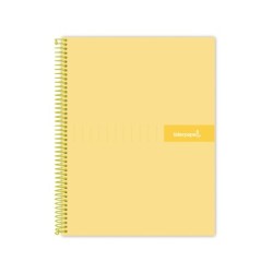 Cuaderno espiral liderpapel a5 micro crafty tapa forrada 120h 90 gr cuadro 5mm 5 bandas6 taladros color amarillo