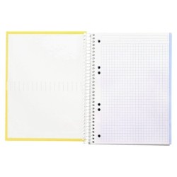 Cuaderno espiral liderpapel a5 micro crafty tapa forrada 120h 90 gr cuadro 5mm 5 bandas6 taladros color amarillo