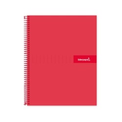Cuaderno espiral liderpapel a5 micro crafty tapa forrada 120h 90 gr cuadro 5mm 5 bandas6 taladros color rojo