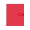 Cuaderno espiral liderpapel a5 micro crafty tapa forrada 120h 90 gr cuadro 5mm 5 bandas6 taladros color rojo