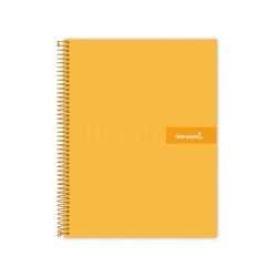Cuaderno espiral liderpapel a5 micro crafty tapa forrada 120h 90 gr cuadro 5mm 5 bandas6 taladros color naranja