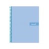 Cuaderno espiral liderpapel a5 micro crafty tapa forrada 120h 90 gr cuadro 5mm 5 bandas6 taladros color celeste