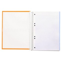 Cuaderno espiral liderpapel a5 micro crafty tapa forrada 120h 90 gr cuadro 5mm 5 bandas6 taladros color naranja