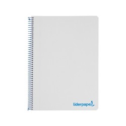 Cuaderno espiral liderpapel a5 micro wonder tapa plastico 120h 90g cuadro 5mm 5 bandas 6 taladros color gris