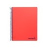 Cuaderno espiral liderpapel a5 micro wonder tapa plastico 120h 90g cuadro 5mm 5 bandas 6 taladros color rojo