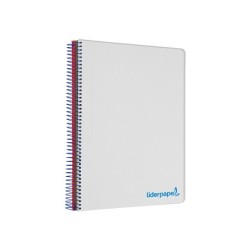 Cuaderno espiral liderpapel a5 micro wonder tapa plastico 120h 90g cuadro 5mm 5 bandas 6 taladros color gris