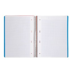 Cuaderno espiral liderpapel a5 micro wonder tapa plastico 120h 90g cuadro 5mm 5 bandas 6 taladros color rojo